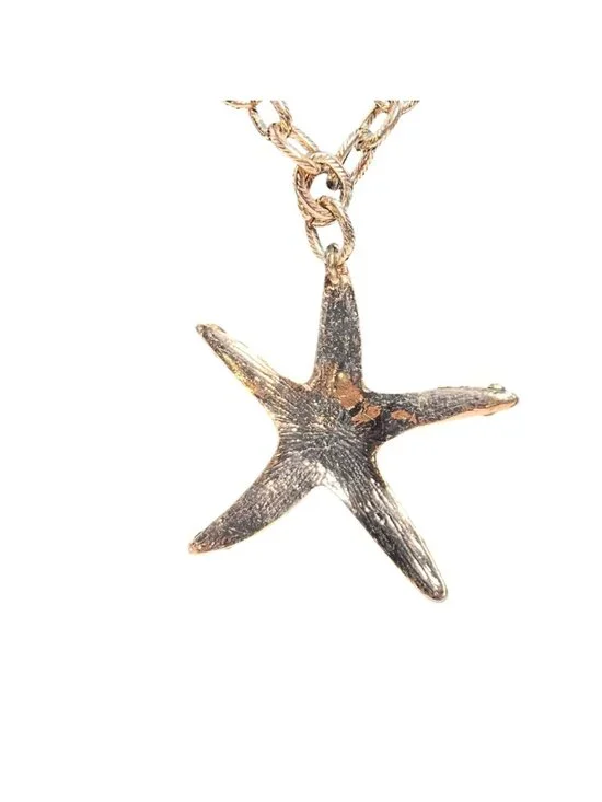Carol Dauplaise Gold Tone Cable Chain Necklace W/ Large Starfish Pendant (6314) - Picture 4 of 8